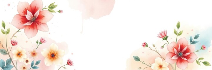 Fototapeta premium Watercolor background with floral motifs and soft colors, soft flowers, natural beauty