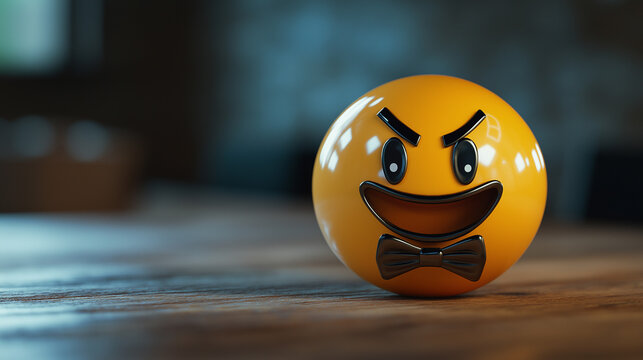 Angry and scary yellow face symbol