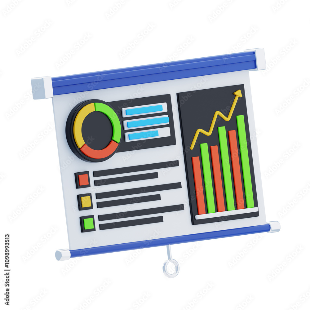 Poster 3d data visualization with graphical elements