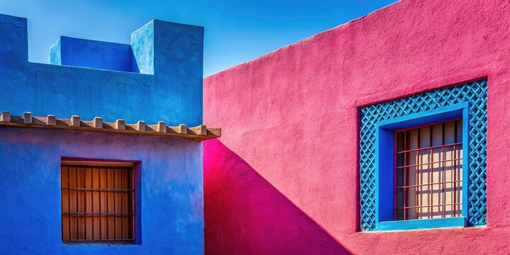 Stunning Macro Photography of Luis Barragan Inspired Architecture with Pink and Blue Textured Walls in Mexico, Latin America