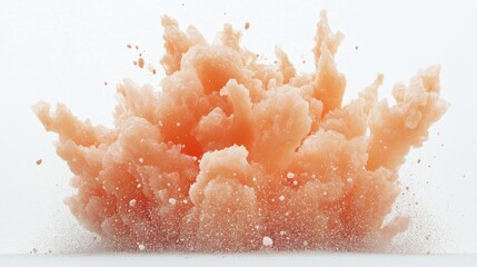 A cloud-like explosion of pinkish material, resembling a burst of dust or powder.