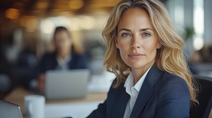Fototapeta premium A professional woman in a business setting, exuding confidence and focus.