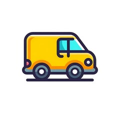 Illustration of a simple, minimalist, colorful car on a white background. Ideas for a logo or icon