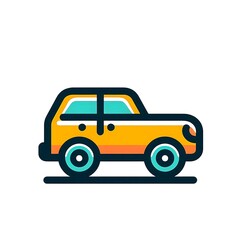 Fototapeta premium Illustration of a simple, minimalist, colorful car on a white background. Ideas for a logo or icon
