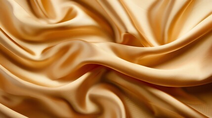 Obraz premium A close-up of a smooth, golden fabric with flowing lines and folds.
