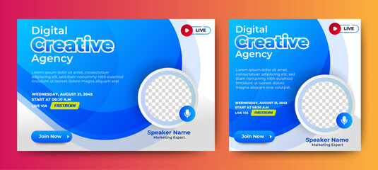 Digital Business Webinar banner invitation template design. vector