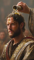 Bible story, Prophet Samuel Anointed David to be King over the Israelites with Anointing Oil
