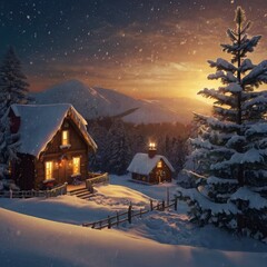 Christmas house in the forest