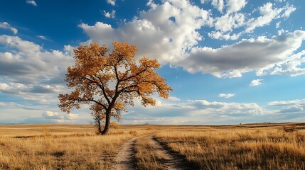 Fototapeta premium Lonely Tree in Autumn Field