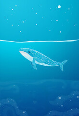 Obraz premium Whale Under the deep ocean illustration