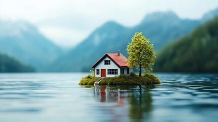 Obraz premium Climate Impact on Homes During Flood Events