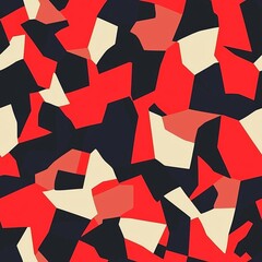 Seamless pattern of jagged, uneven shapes in bold colors like red and black