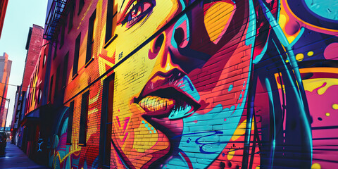 Obraz premium Street Art Gallery: A unique take on urban landscapes, highlighting the vibrant and diverse street art found in various neighborhoods of a city