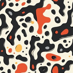 Seamless pattern of scattered, asymmetric shapes like blobs and organic forms