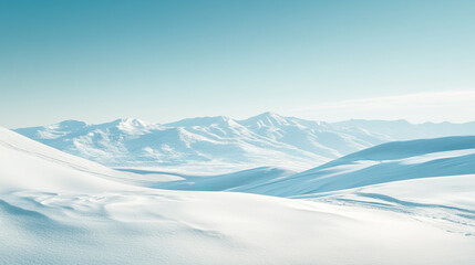 Obraz premium Serene Winter Mountain Landscape Snow Covered Peaks Valley