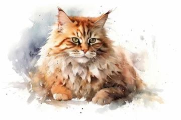 Plexiglas schilderij  portrait of a red Maine Coon, made in watercolor technique.    © Evdoha