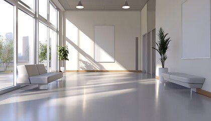 Fototapeta premium Clean meeting room with poster mock-up design,