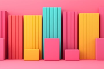 Obraz premium Colorful Geometric Shapes on Pink Background