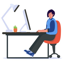 Fototapeta premium Programmer People Illustration with Cartoon Design. Vector Character.