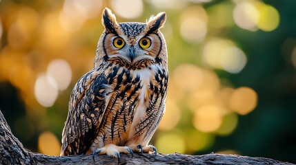 Fototapeta premium Majestic Owl Perched on Branch