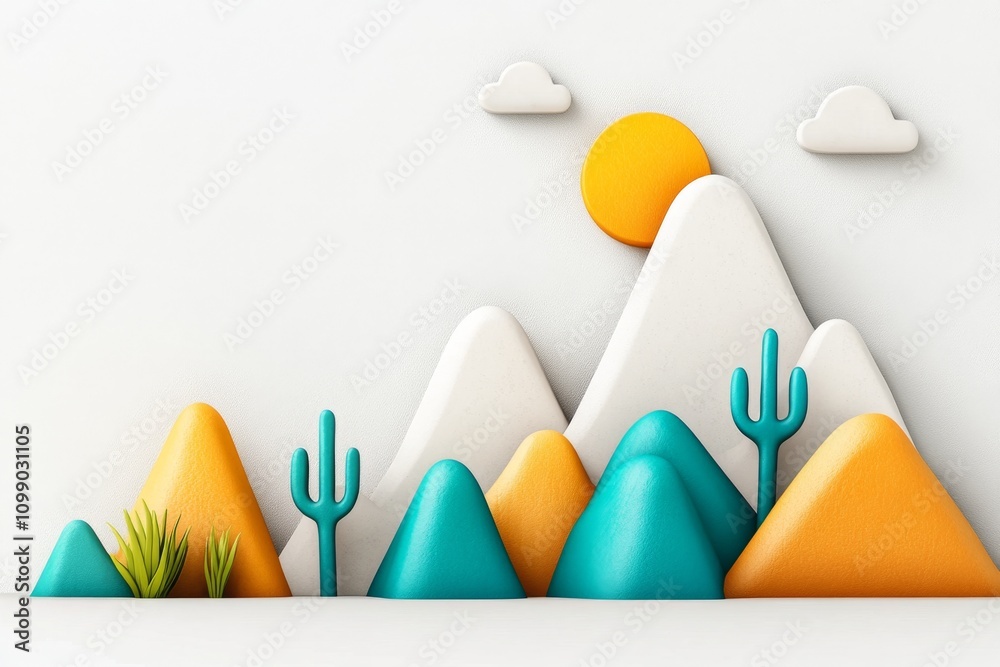 Poster a flat graphic of an axe pick head with modern, sleek curves, surrounded by abstract mountain shapes