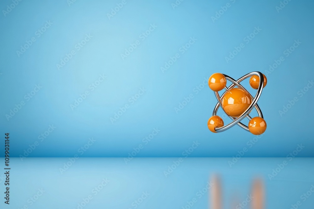 Poster a flat, clean design of a hydrogen atom, showing its single electron orbiting a nucleus