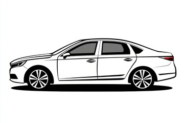 Naklejka premium A minimalist outline of a car in sleek, clean lines, set against a plain white background