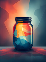 glass jar with colourful pattern