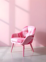 pink room with empty pink chair