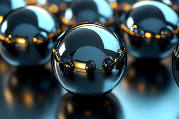 Obraz premium Chrome Spheres 3D Illustration