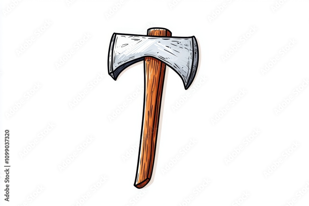 Poster A simple outline of an axe pick with clean geometric lines and a sharp angle, set against a white background