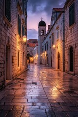 Fototapeta premium Empty Street Clock Tower