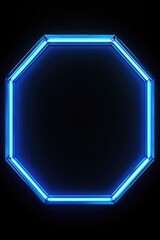 Blue Neon Frame on Black Background