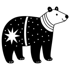 Christmas Whimsical Polar Bear with white background 