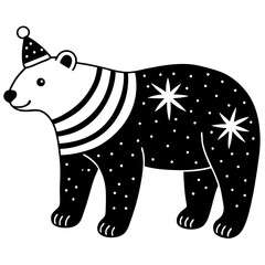 Christmas Whimsical Polar Bear with white background 