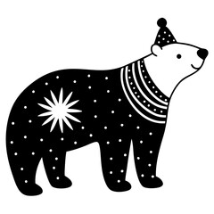 Christmas Whimsical Polar Bear with white background 