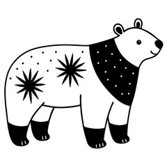 Christmas Whimsical Polar Bear with white background 