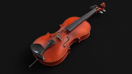 Fototapeta premium Violin with bow on black background