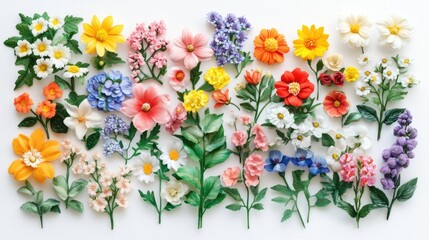 Colorful flowers on white background
