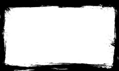 Naklejka premium black brush painting blank frame border artistic grunge graphic element