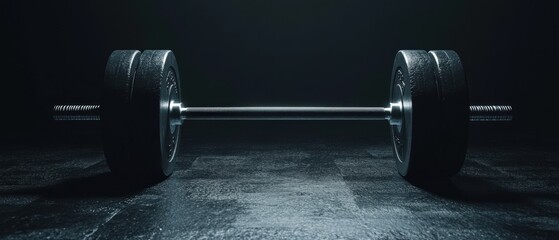 close-up of a barbell on a dark background for fitness and strength training