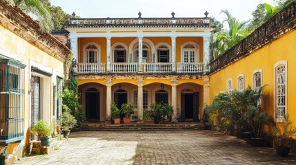 Fototapeta premium Elegant Colonial Architecture of Historic House in Tropical Setting