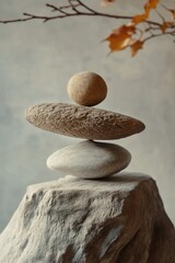 Rocky outcropping with stacked stones