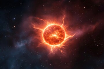 Obraz premium a vibrant depiction of a glowing star in the cosmos