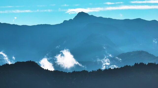 Aerial view of  Yushan and Jade Mountain Range in Taiwan.