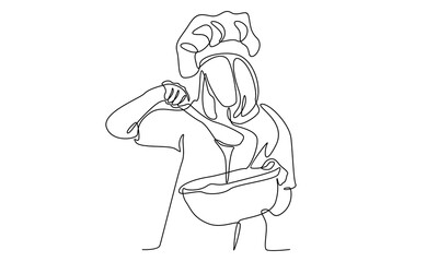 Obraz premium continuous line of chef cooking food