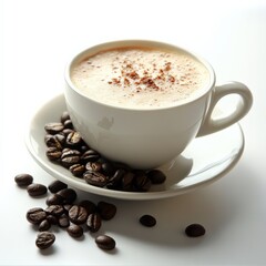 a cozy cup of coffee with roasted beans on the side