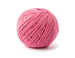  Pink ball of yarn on a white background.  Suitable for crafts, knitting, crochet, or hobby-related themes.