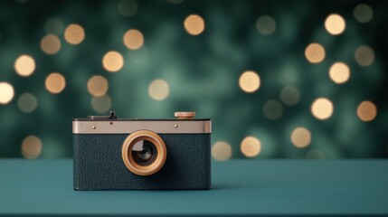 A vintage camera with its lens pointing forward, capturing the essence of nostalgia and the art of photography.