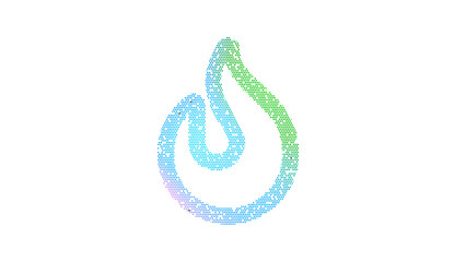 Obraz premium Icon fire is made up of LED square shapes. There are bright diodes and there are black dead diodes